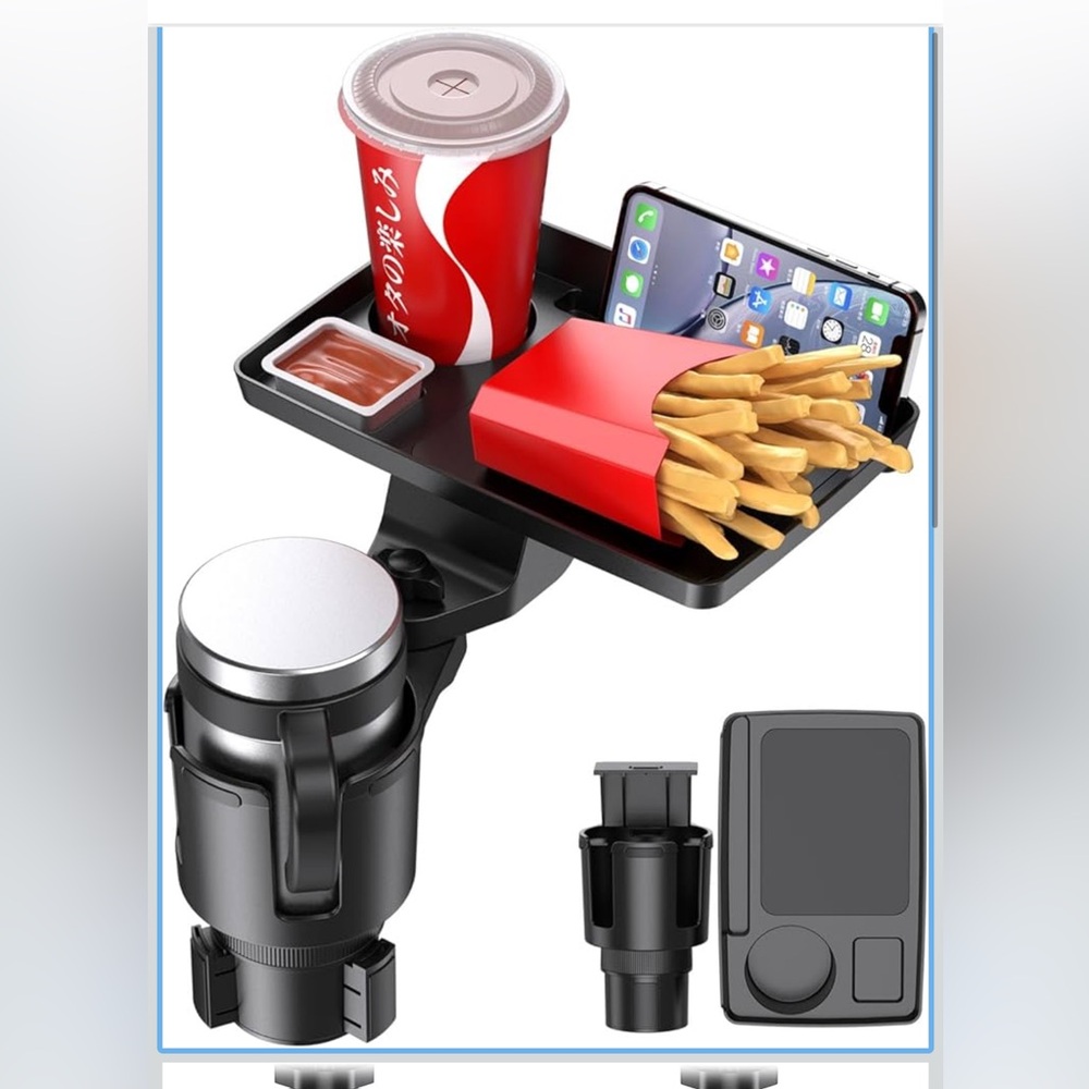 Car Cup Holder Tray with Phone Mount
